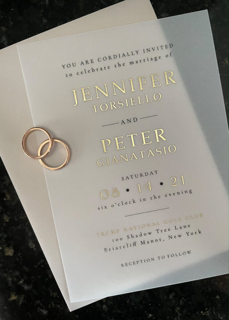 Wedding invitation created for Jennifer and Peter