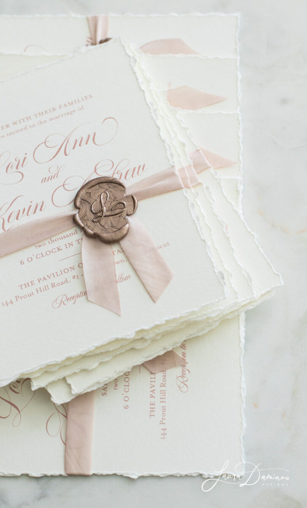 Stack of wedding invitations