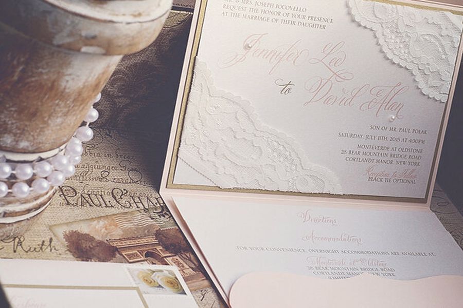 Wedding invitation created for Jennifer and David