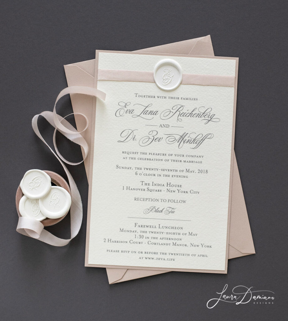 Wedding invitation created for Eva and Zev